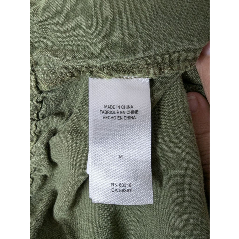 Lucky Brand Shorts Womens M Green Linen Blend High Waist Paperbag Waist Belt - Picture 5 of 9